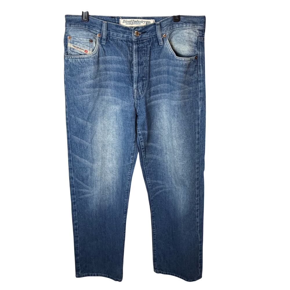 VTG Y2K Diesel Industry Jeans 2002 Italy Concealed Button Fly Wide Leg 34x30.5